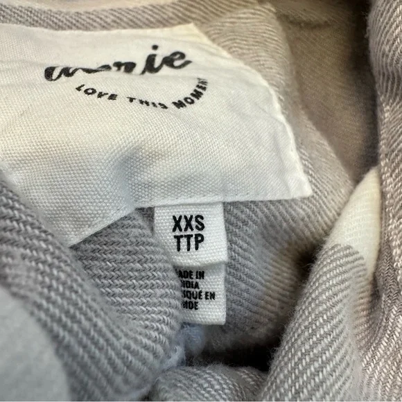 Aerie Anytime Fave Flannel Oversized Shirt Gray/White Gingham Womens Sz. XXS - Picture 6 of 7